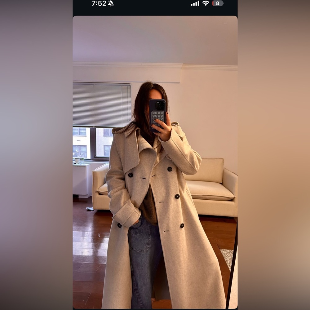 Zara cream wool wrap coat
